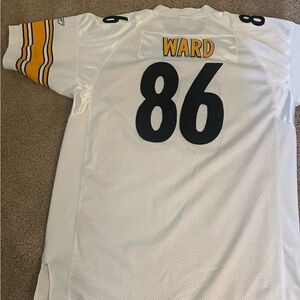White Football Jersey with Black Number 68 Steelers Ward Hersey 3 XL